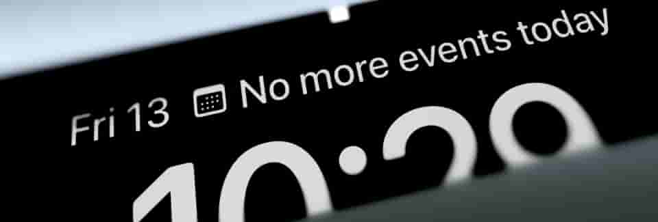 Part of a phone screen showing the message "Fri 13 - No more events today"